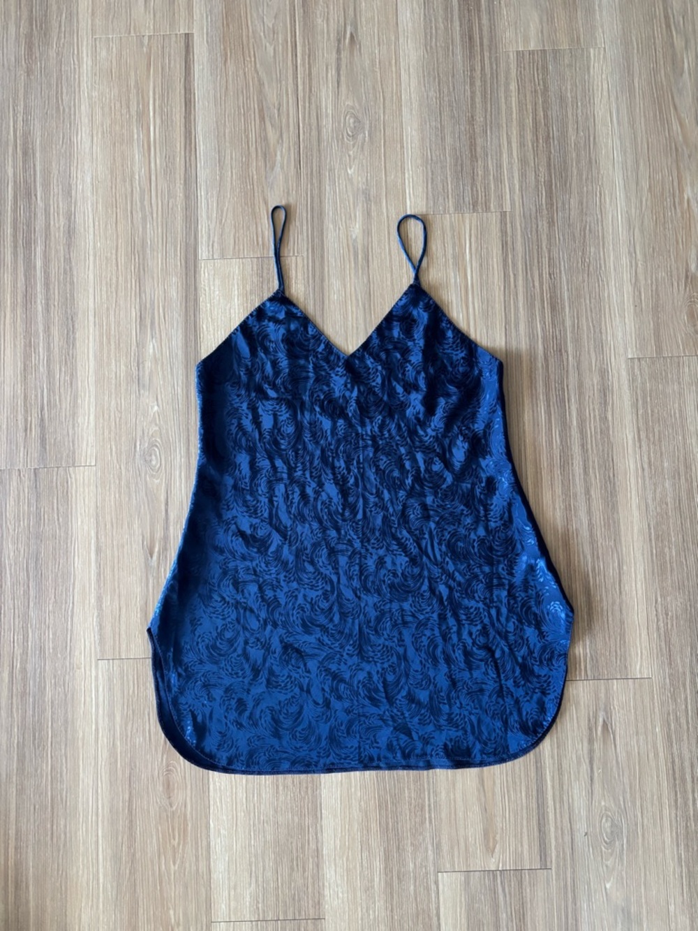 VTG Deena Slip Dress Chemise Blue Satin Paisley Womens M Romantic Coquette USA